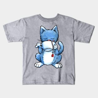 Cat Drinking Mouse Tea Kids T-Shirt